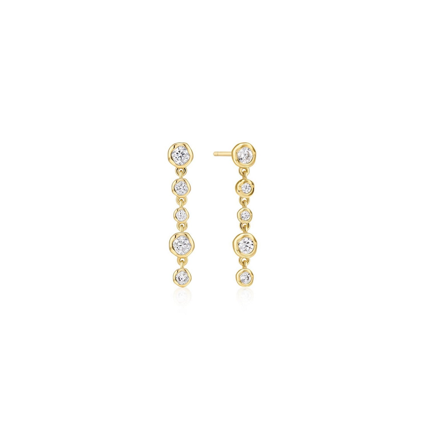 Ania Haie Gold Molten Cascade Bezel-Set Drop Stud Earrings