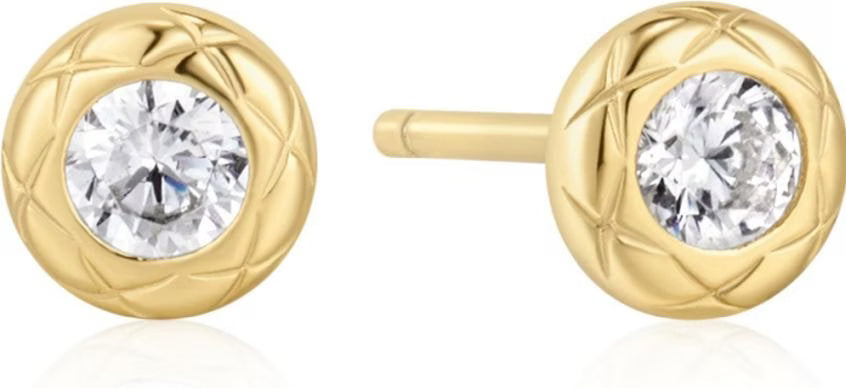 Ania Haie Gold Textured Bezel Set Stud Earrings
