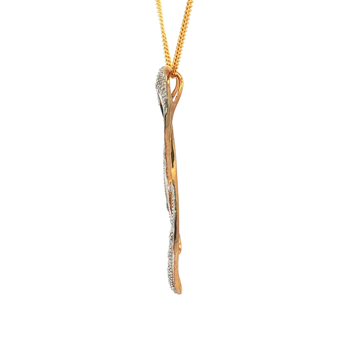 Yellow Gold Charm Necklace with Round Brilliant Cut Diamonds
