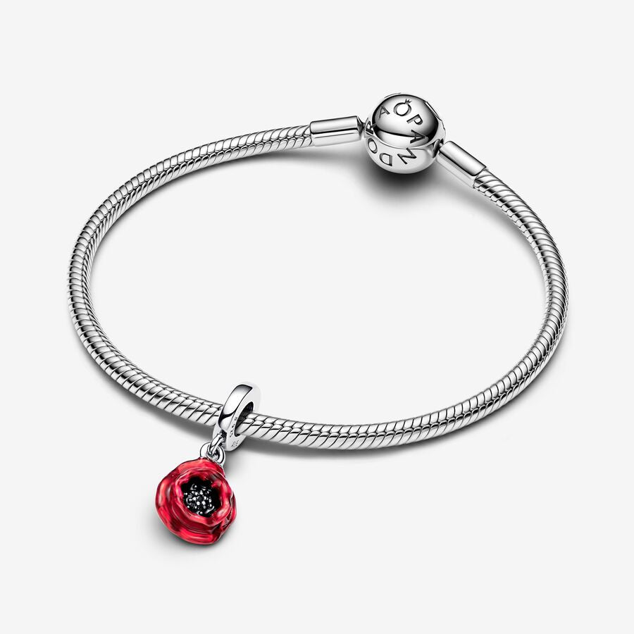 Pandora Red Flower Dangle Charm
