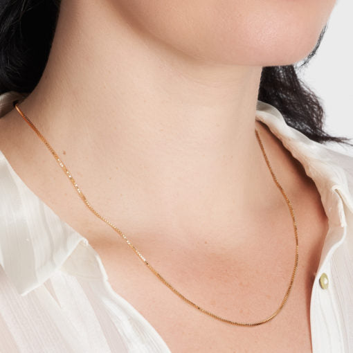 9 Carat Yellow Gold 4 Sided Veneziana Box Chain