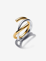 Organically shaped sterling silver and 14k gold-plated ring