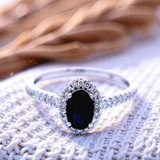Oval Sapphire and Diamond Ring in 9 Carat White Gold.