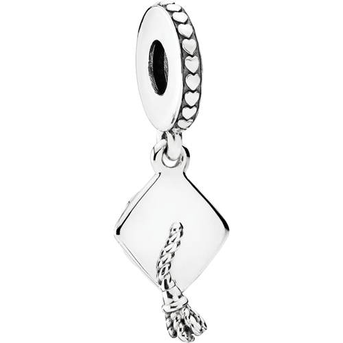 Graduation Cap Hanging Silver Charm