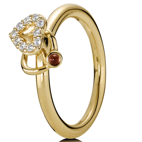 14CT Y/G HEART RING 8/.08CT RHO PANDORA