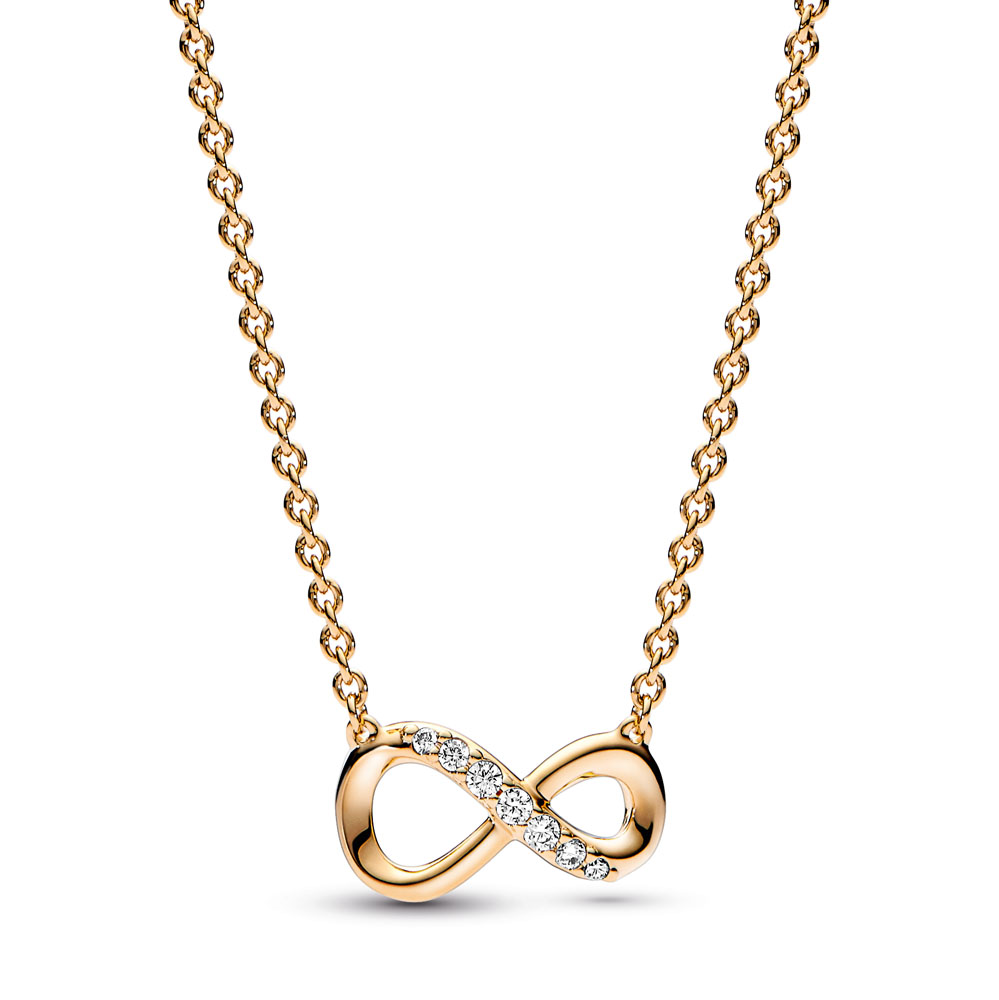 Infinity 14k gold-plated collier with clear cubic zirconia