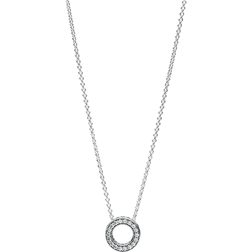 Hearts of PANDORA Small Silver Necklace Collier w CZ