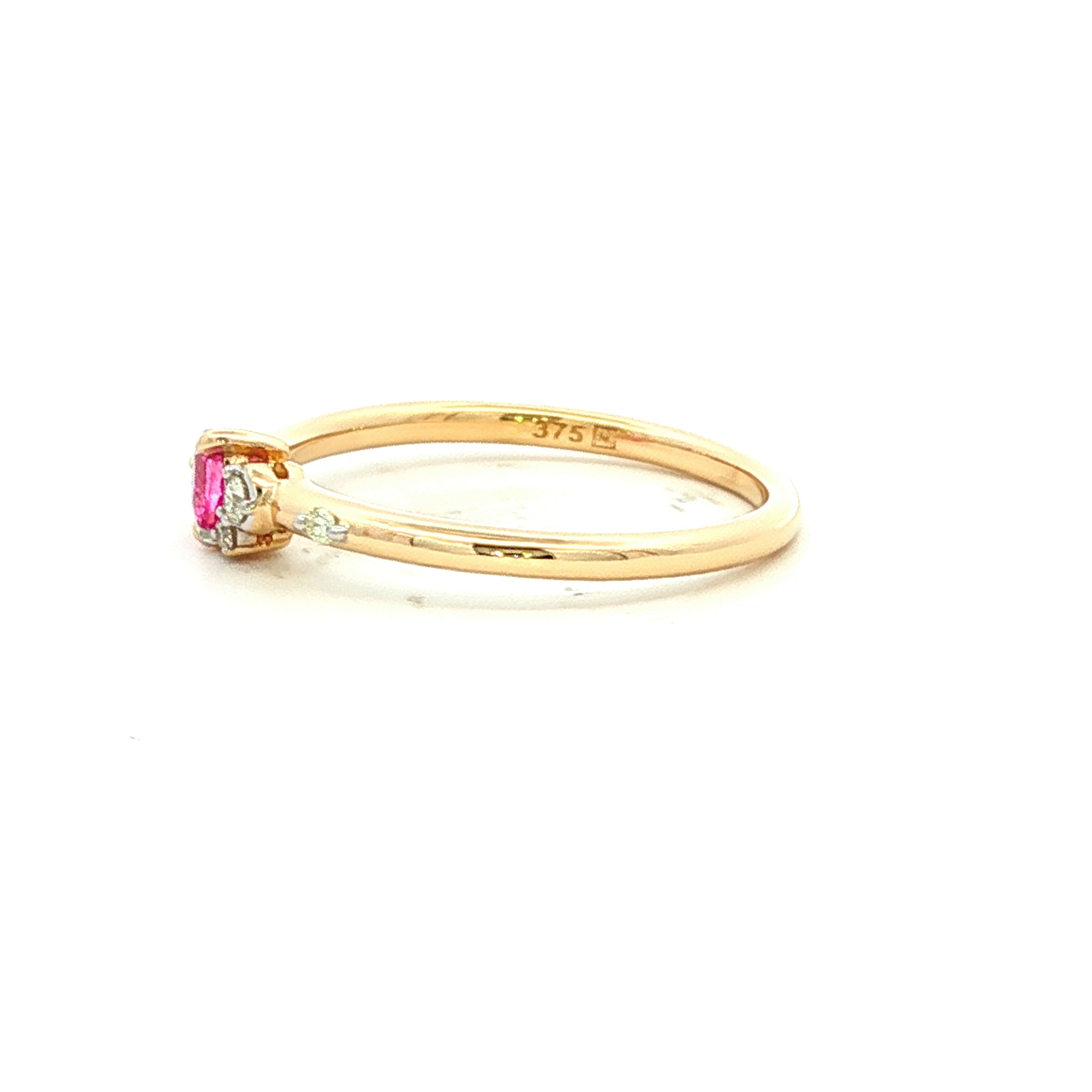 Pink Sapphire and Diamond Dress Ring in Yellow Gold