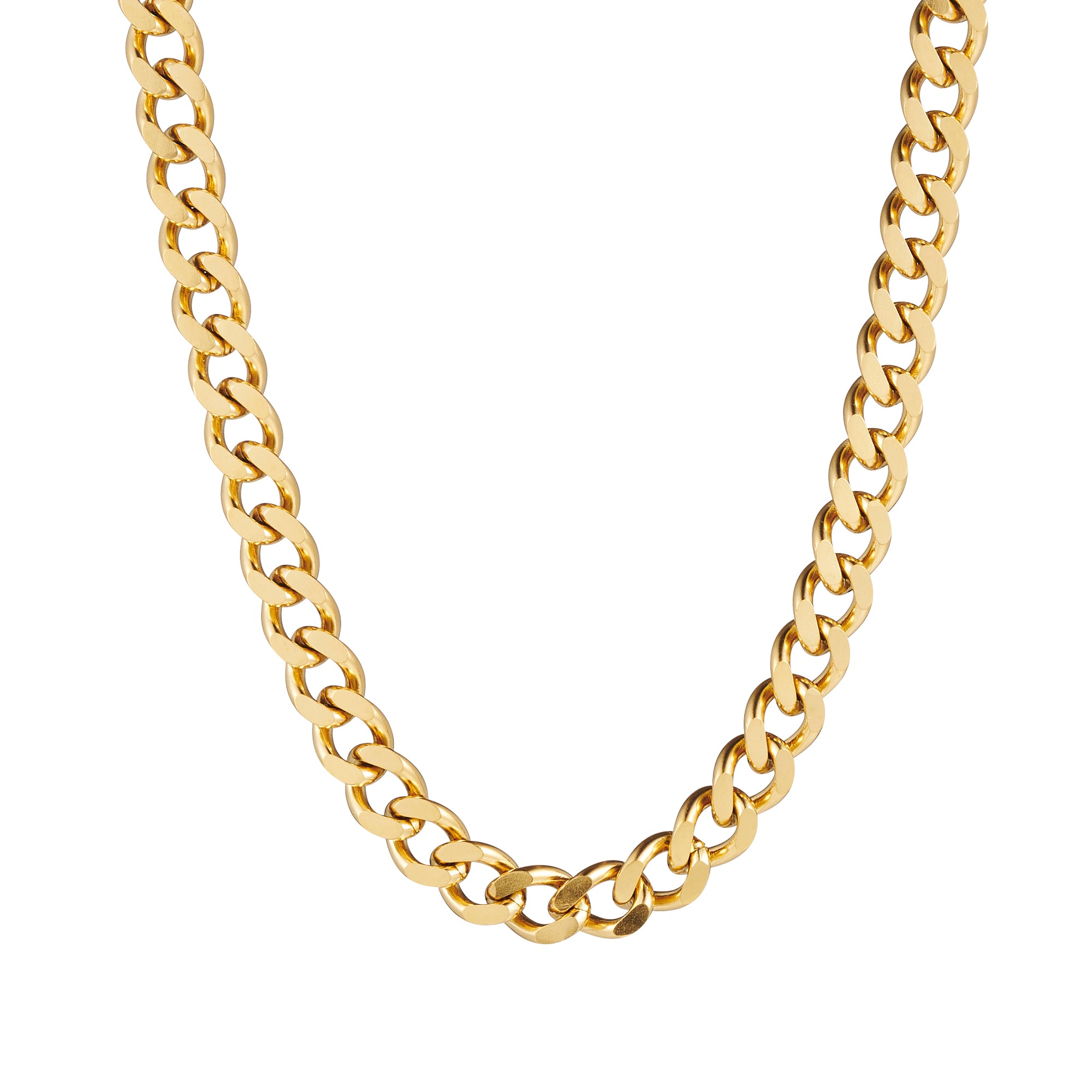 Ion Plated 14 Carat Gold Stainless Steel Thick Curb Link Neck Chain