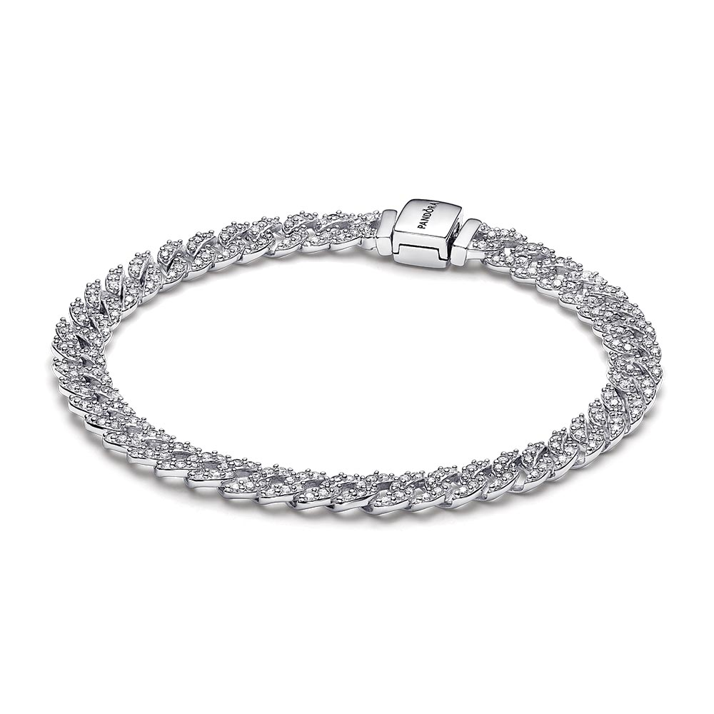 Sterling silver bracelet with clear cubic zirconia