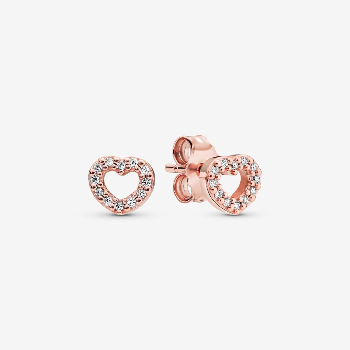 PANDORA Rose Captured Hearts Earring Studs w Clear CZ