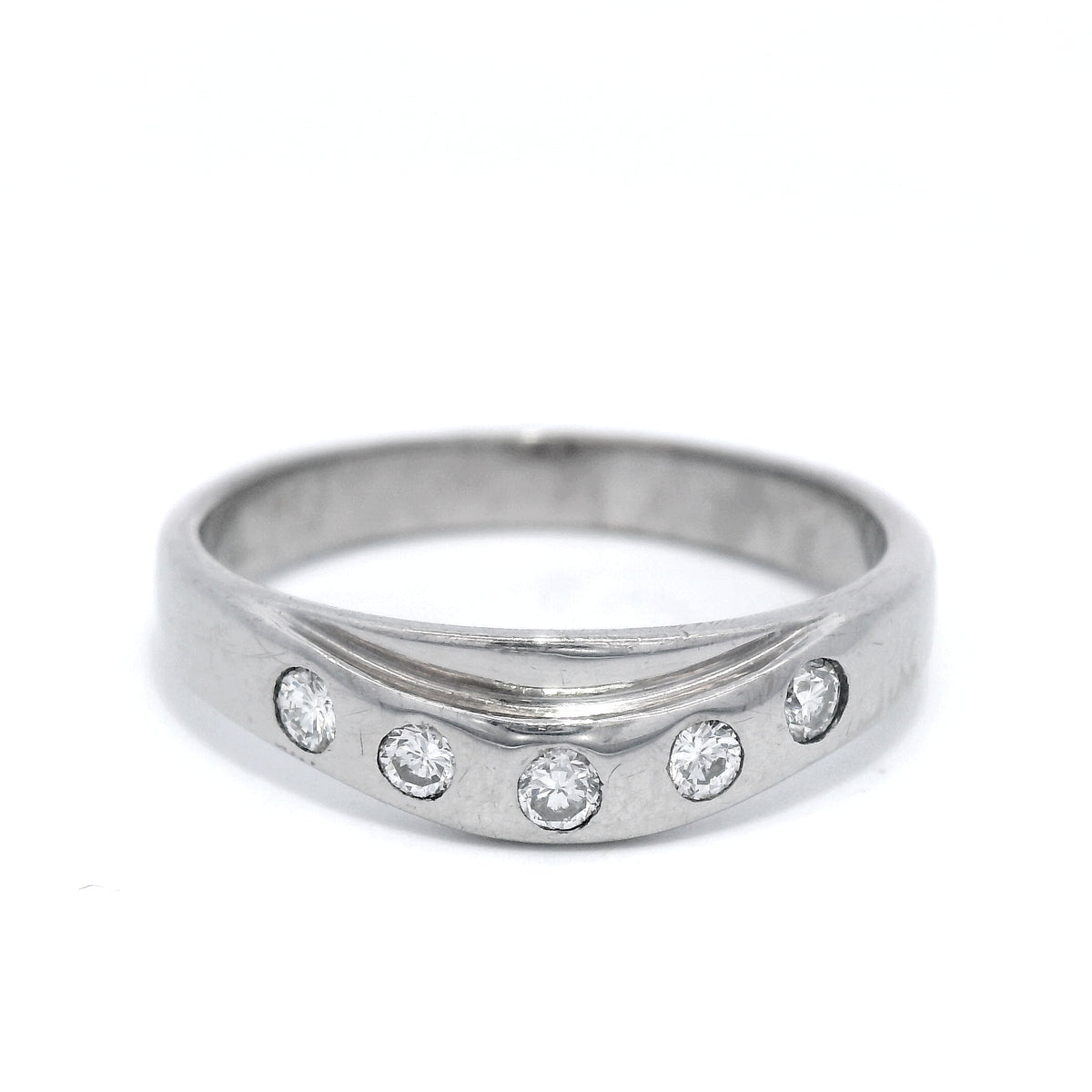 9CT W/G FITTED WEDDER SET 5 X .025CT DIA Size O