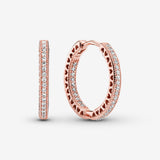 PANDORA Rose Hearts Of Pandora Earring Hoops w CZ