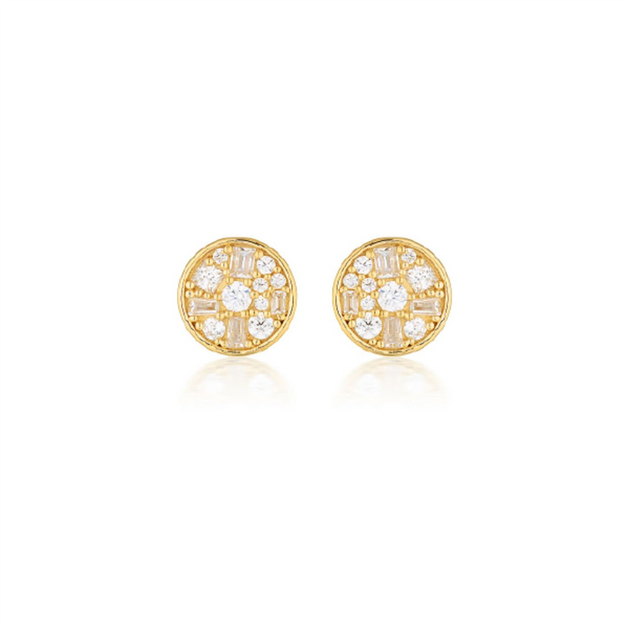 Mini Mosaic Gold Stud Earrings