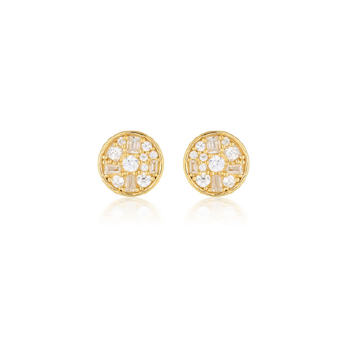 Mini Mosaic Gold Stud Earrings