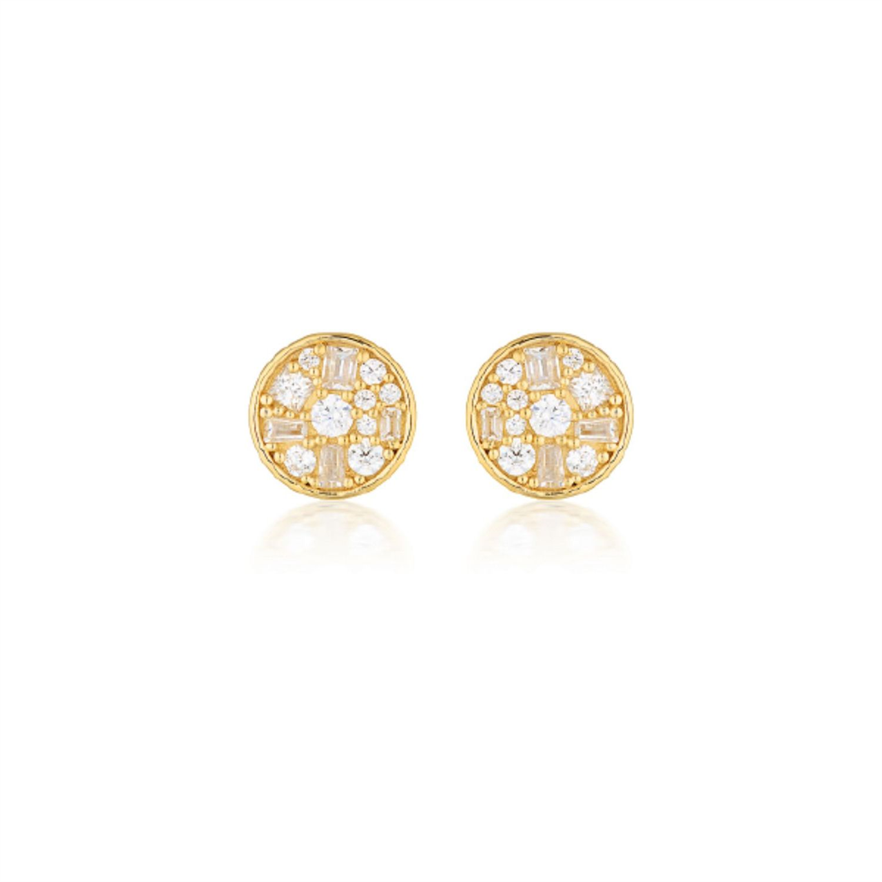Mini Mosaic Gold Stud Earrings