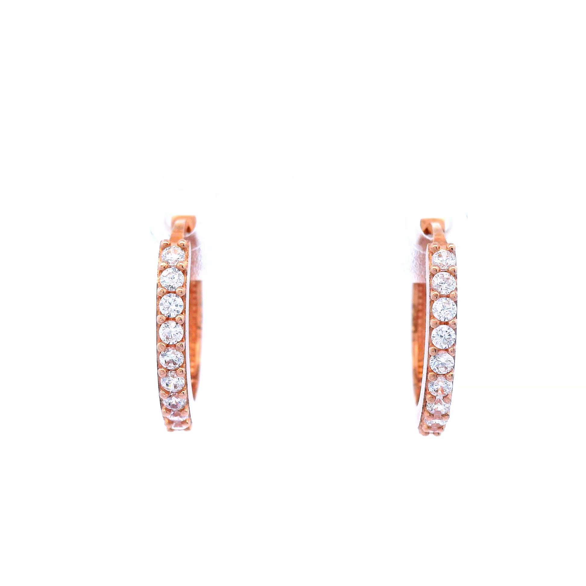 Rose Gold Cubic Zirconia Set Square Tube Huggies