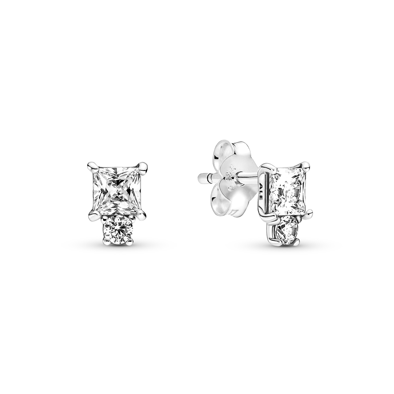 Pandora Sterling silver stud earrings with clear zirconia