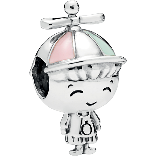 Propeller Hat Boy Silver Charm w Mixed Enamel