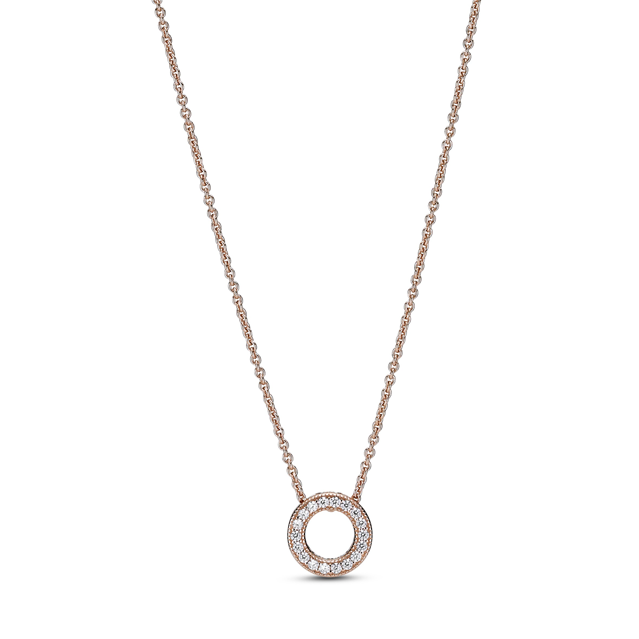 Pandora Rose Pave Logo Collier Necklace w CZ