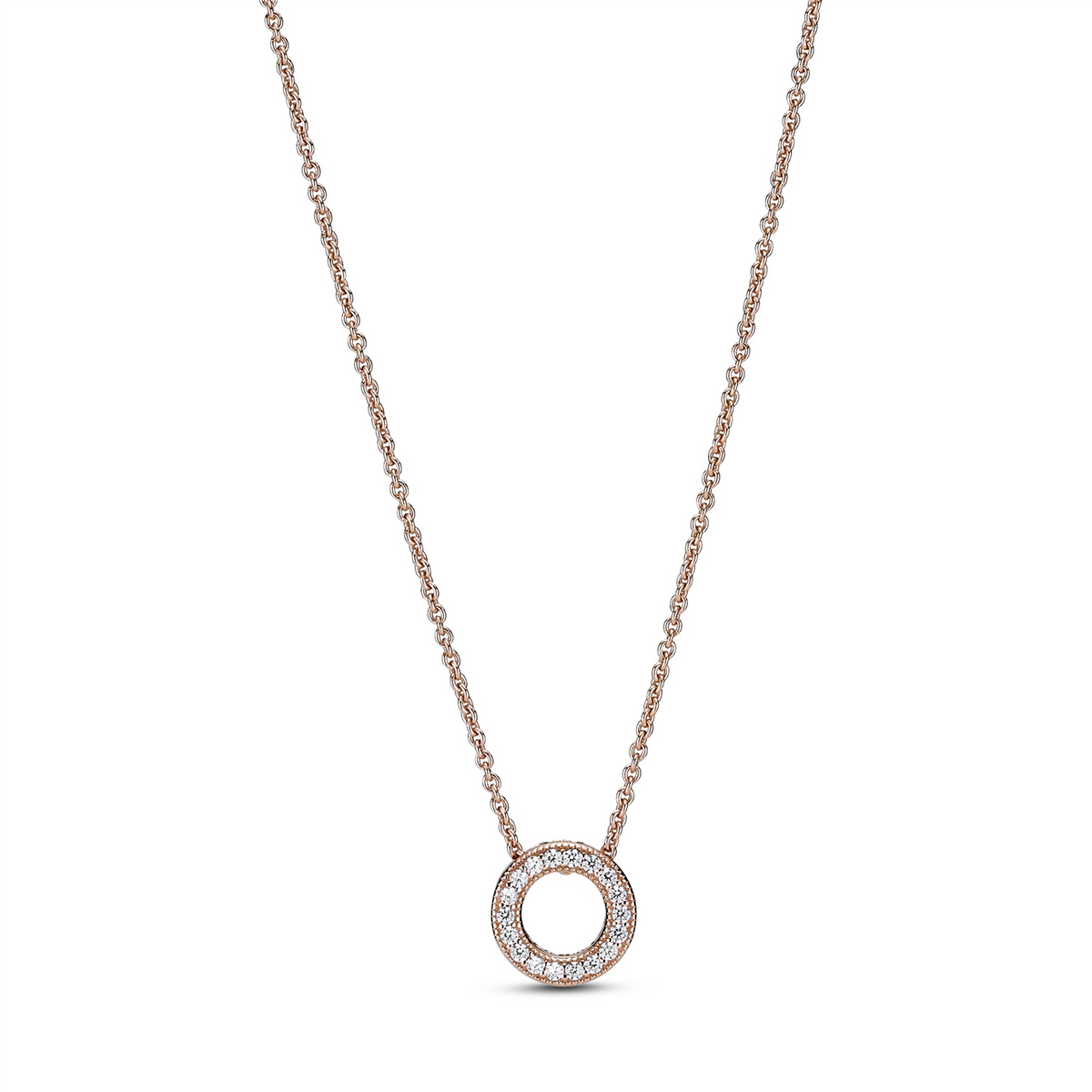 Pandora Rose Pave Logo Collier Necklace w CZ