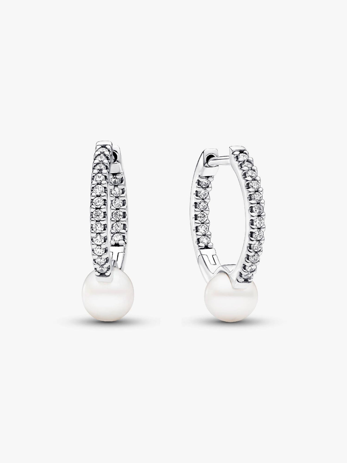 Pandora Treated Freshwater Cultured Pearl &amp; Pavé Hoop Earrings