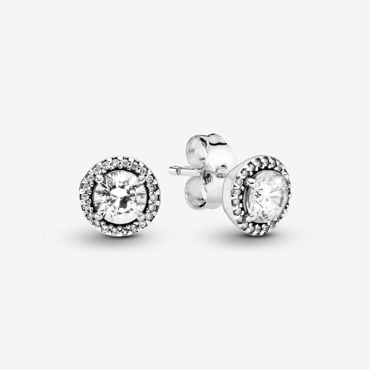 Classic Elegance Silver Earring Studs w Clear CZ