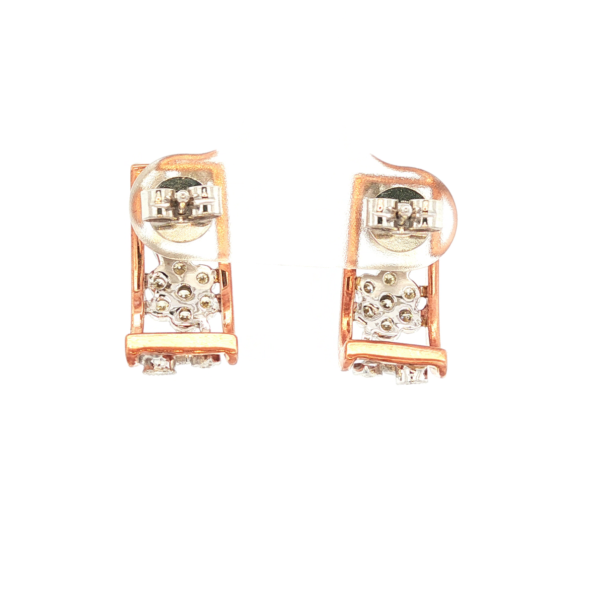 Diamond Set Filigree Earrings in Rose Gold