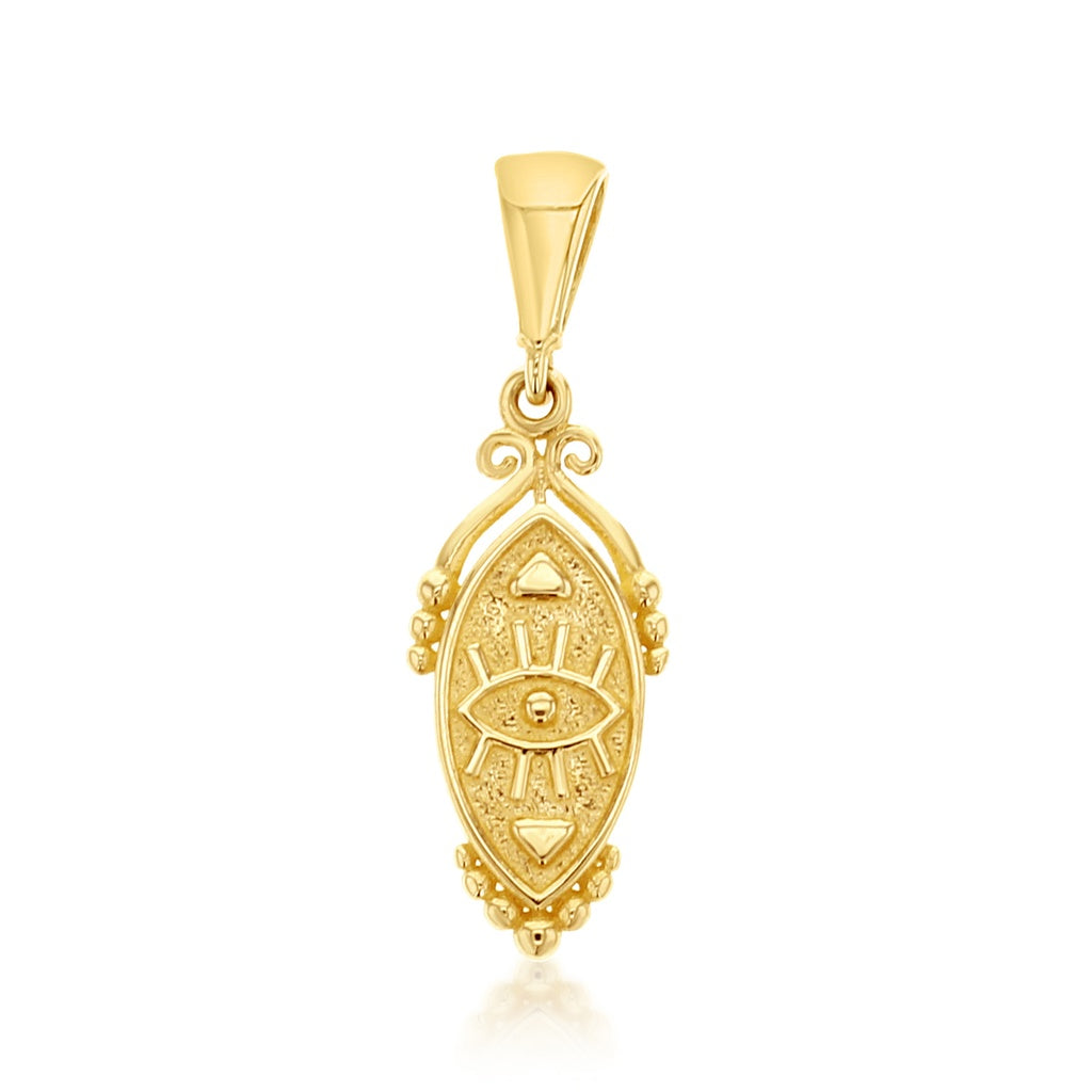 9K Oval Fancy Evil Eye Pendant