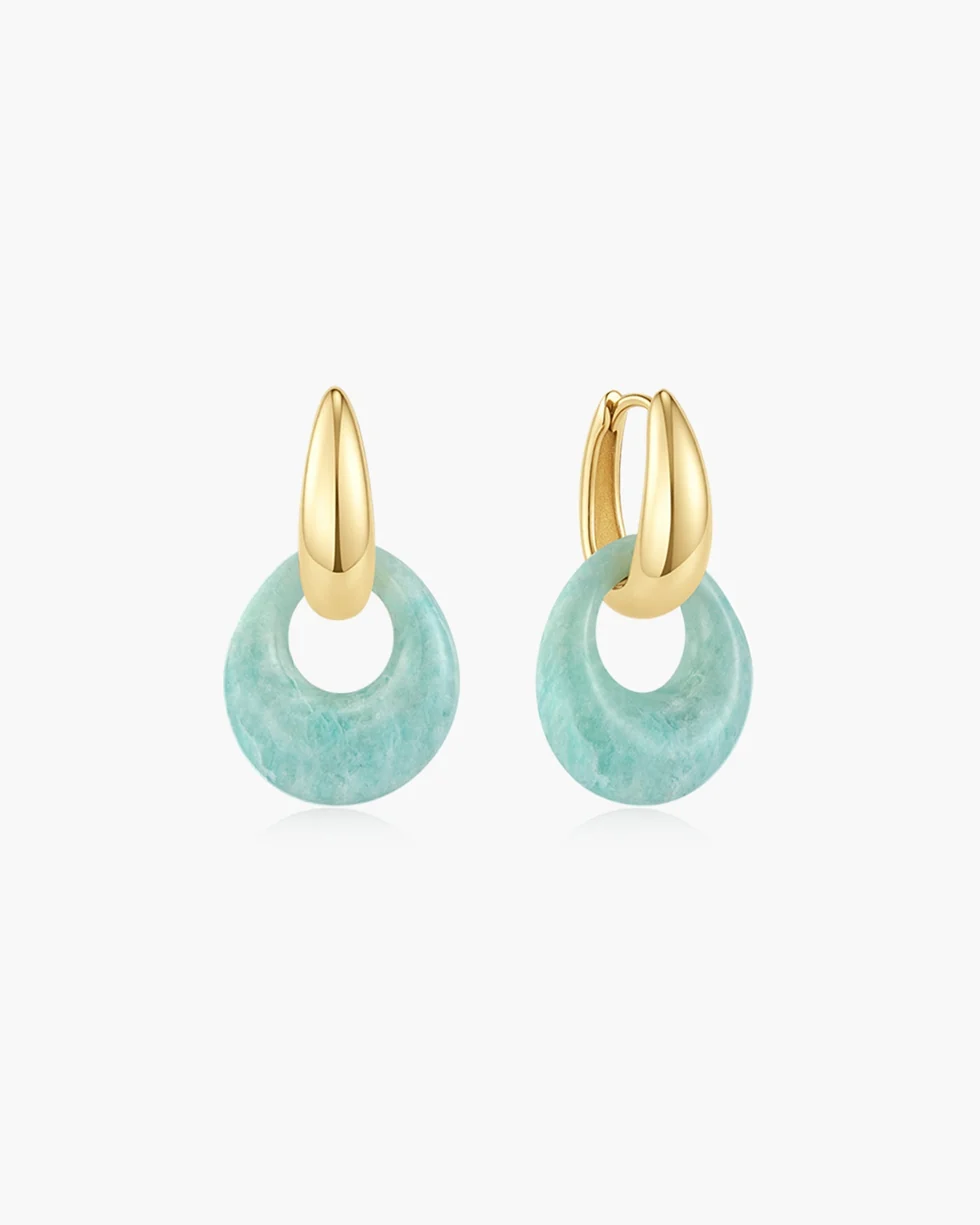 Ania Haie Gold Hollow Amazonite Organic Pebble Drop Earrings
