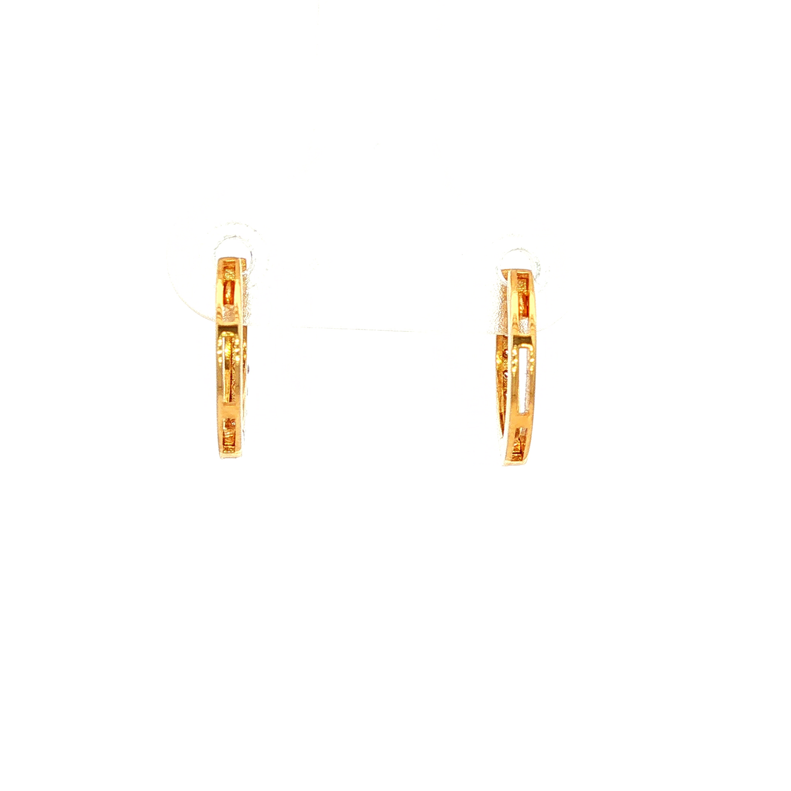 9ct YG Huggie Earring With CZ 12mm Round