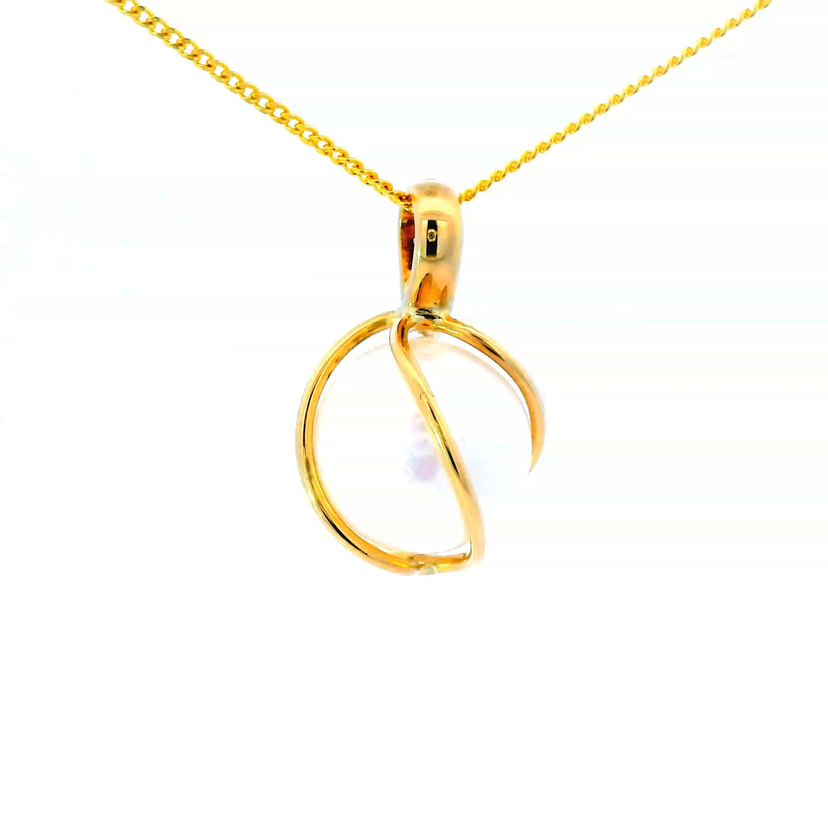 Caged Freshwater Pearl Pendant in 9 Carat Yellow Gold