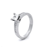 Princess Cut Shoulder Stone Side Engagement Ring in White Gold