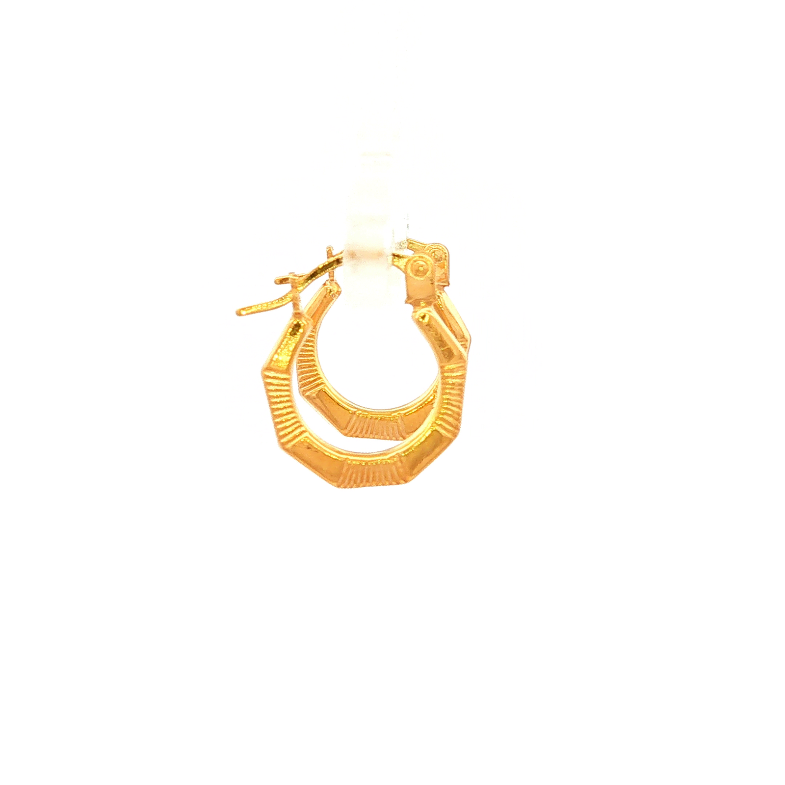 Fancy Hexagon Shape Hoop Earring in Yellow Gold