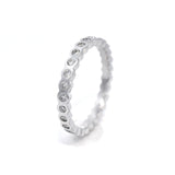 9ct WG RUB SET Dia RING. Dias FULL SHANK