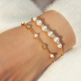 Ania Haie Bezel Cube & Pearl Station bracelet