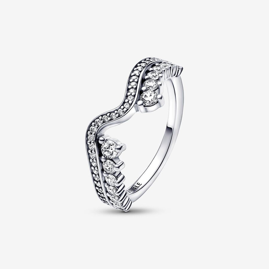 Pandora FINAL SALE - Sparkling Asymmetric Wave Ring