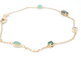 Multi Shape Colour Bracelet in Yellow Gold
