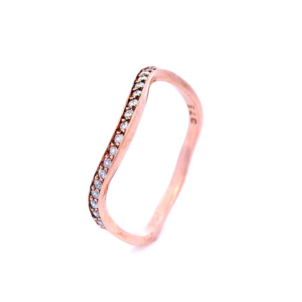 Diamond Set Wave Ring in Rose Gold