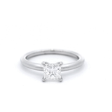Princess Cut Solid Diamond Engagement Ring in White Gold