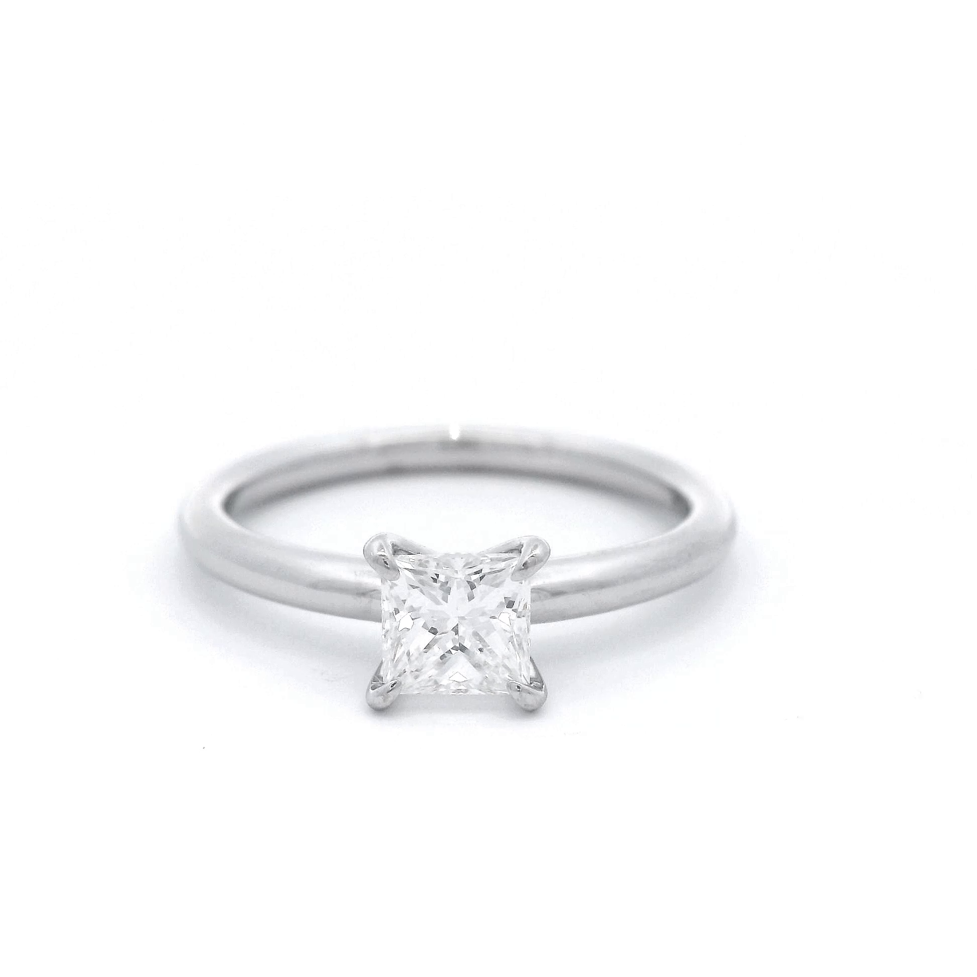 Princess Cut Solid Diamond Engagement Ring