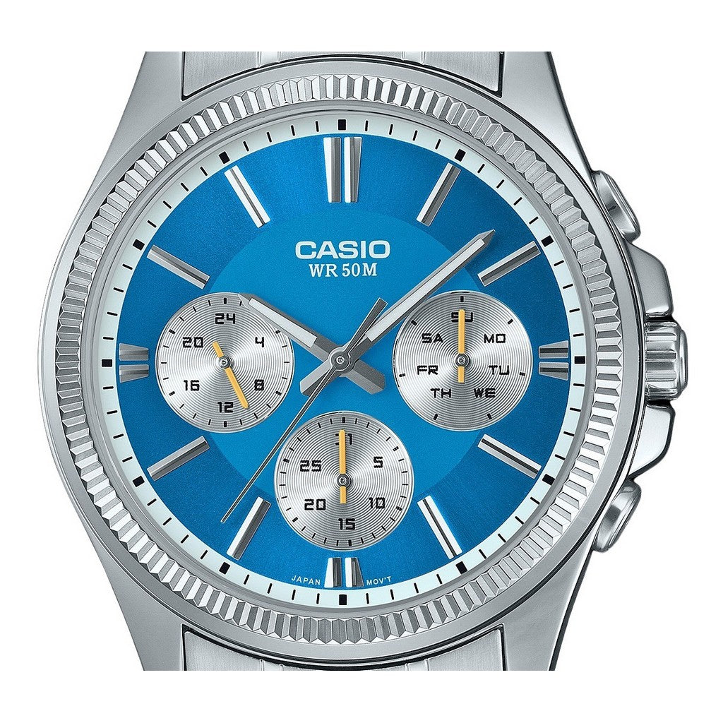 CASIO Analog Blue Dial Stainless Steel Watch MTP1375D-2A2