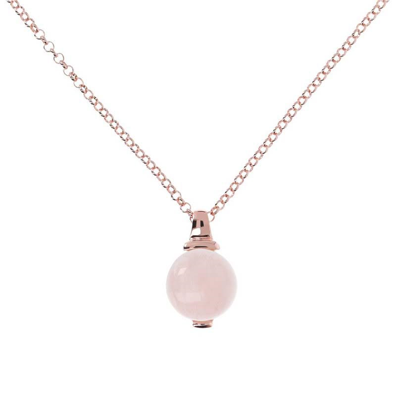 Bronzallure Elegance Necklace with Rose Quartz Pendant