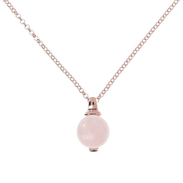 Bronzallure Elegance Necklace with Rose Quartz Pendant