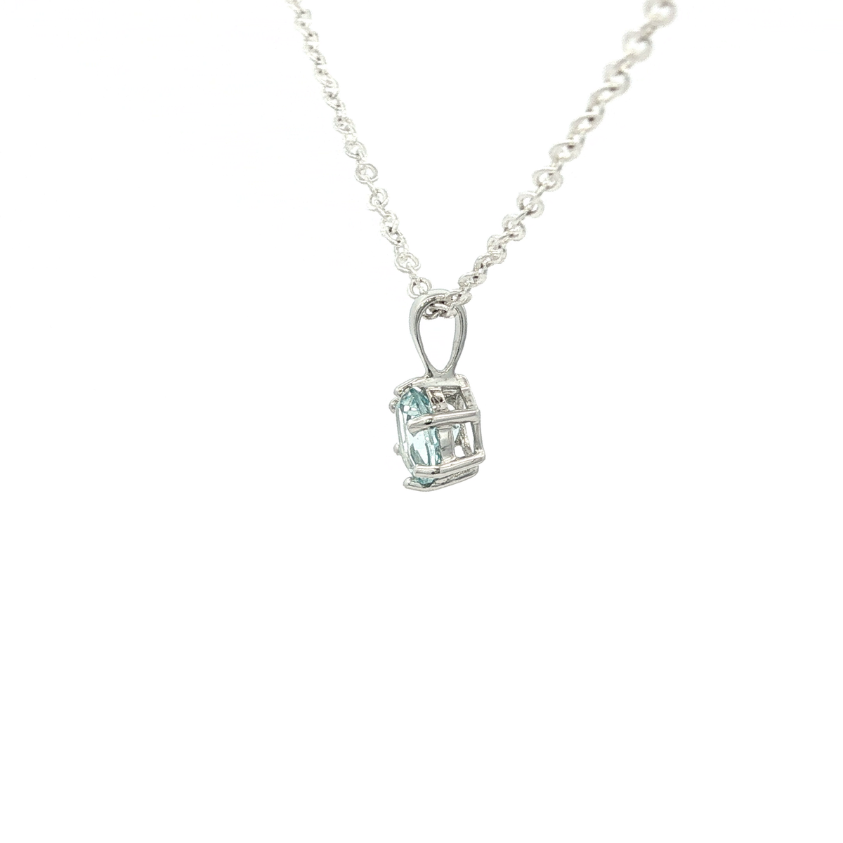 Hexagon Shaped Aquamarine Pendant In White Gold