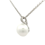 South Sea Pearl and Diamond Set Pendant in White Gold
