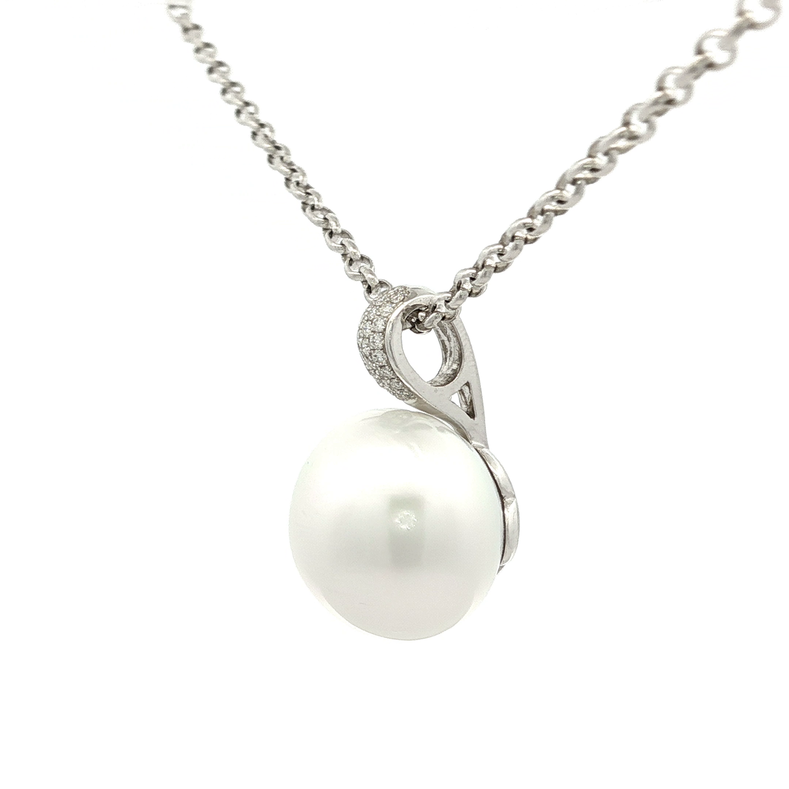 South Sea Pearl and Diamond Set Pendant in White Gold
