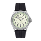 Sekonda Mens Black Silicon Strap Watch Luminous Cream Dial 43mm