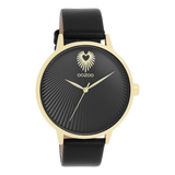 OOZOO Vintage Gold Watch with Black Leather Strap