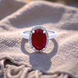 Oval Ruby Set in White Gold Dress Ring